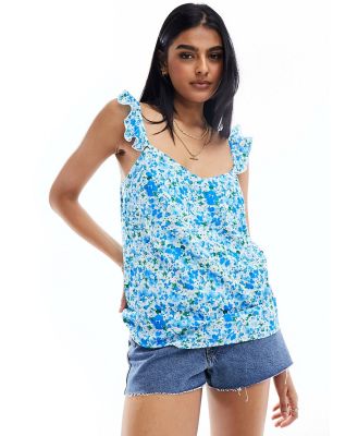 Lipsy frill sleeve cami top in floral print-Multi