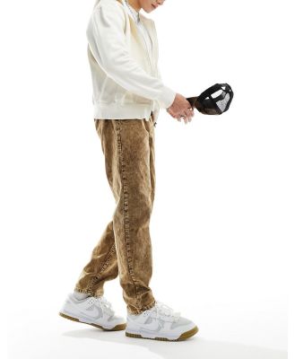 Liquor N Poker acid wash jump cord relaxed pants in brown