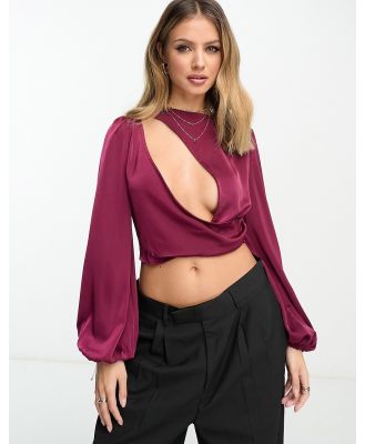 Lola May cut out front crop top in purple