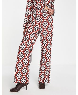 Lola May fit and flare pants in floral print (part of a set)-Multi