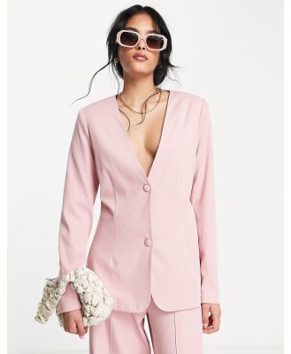 Lola May open back blazer with button detail in pink