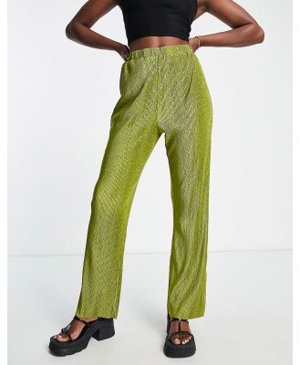 Lola May plisse pants in chartreuse-Green