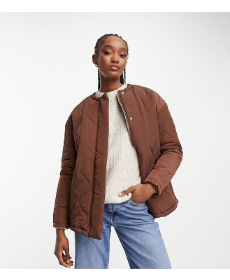 Lola May Tall oversized quilted jacket in chocolate brown