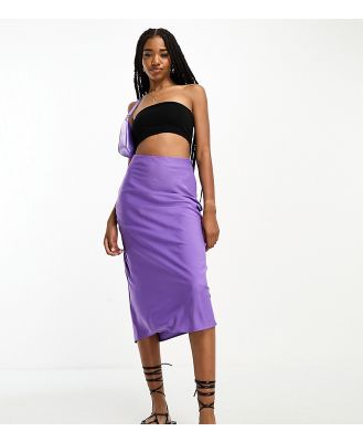 Lola May Tall satin midi skirt in purple