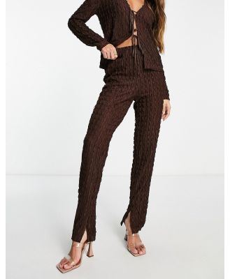 Lola May textured pants in chocolate brown (part of a set)