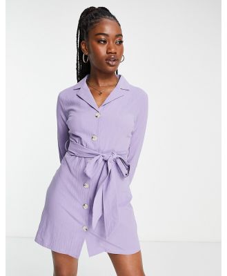 Lola May tie waist shirt dress in lilac-Purple