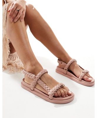 London Rebel braided strap sandals in blush pink
