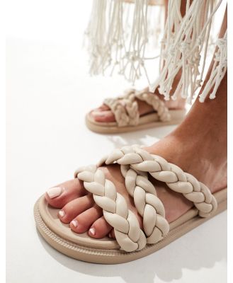 London Rebel chunky braided strap sandals in white