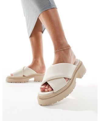London Rebel cross strap chunky sandals in off white