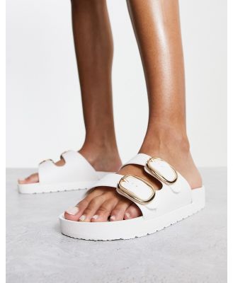 London Rebel double-buckle footbed sandals in white