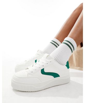 London Rebel panelled rich sole sneakers in white and green