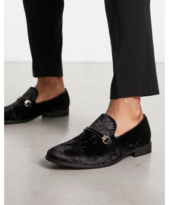 London Rebel X bar loafers in black velvet