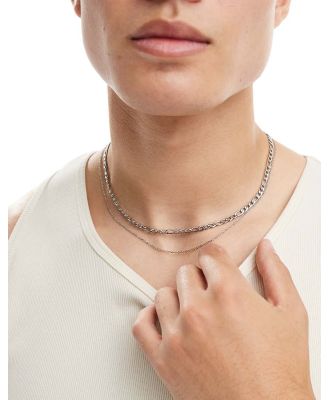 Lost Souls multi-layer figaro and thin chain necklace in stainless steel-Silver