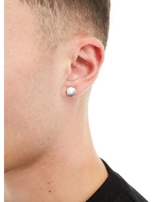 Lost Souls stainless steel hexagonal plug earrings in platinum-Silver