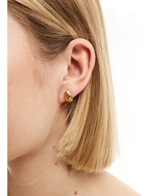 Lost Souls stainless steel wavy mini stud earrings in gold tone