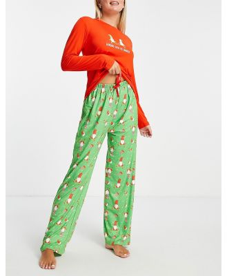 Loungeable Christmas knomies pyjama set in red and green