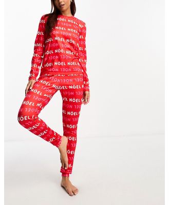 Loungeable Christmas pyjama set with noel print-Red