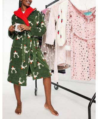 Loungeable Christmas reindeer robe in green