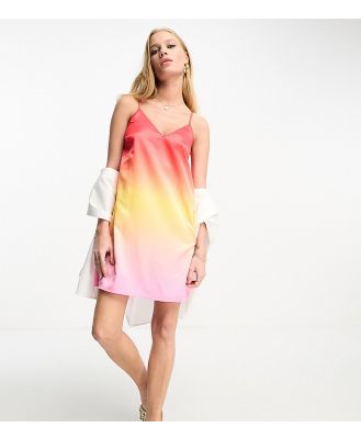 Loungeable satin chemise dress in sunset ombre-Multi