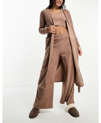 Loungeable soft fuzzy cardigan in chocolate brown