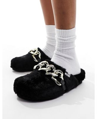 Love Moschino fluffy slippers in black