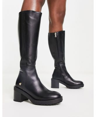 Love Moschino heeled knee boots in black