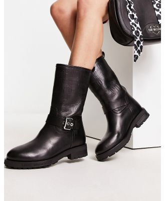 Love Moschino side buckle boots in black