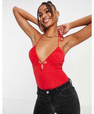 Love Triangle cami body with cut out in red