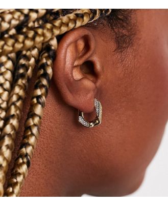Luv AJ 14k gold plated pave cuban link pave crystal hoop earrings