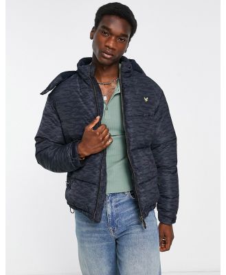 Lyle & Scott Archive printed puffer jacket in navy