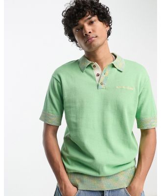 Lyle & Scott Archive space dye trim knitted polo shirt in bright green