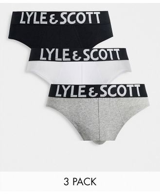 Lyle & Scott Bodywear Ryder 3 pack briefs in black/ white/ grey-Multi