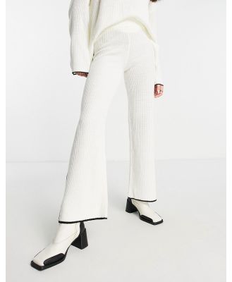 M Lounge tipped slouchy wide leg ribbed knit pants in white ice (part of a set)
