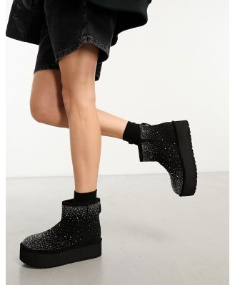 Madden Girl Ease-HR short rhinestone boots in black