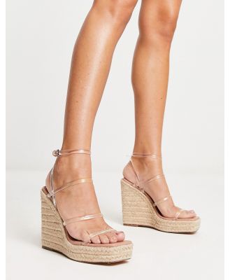 Madden Girl Hillaire raffia wedge heeled sandals in clear