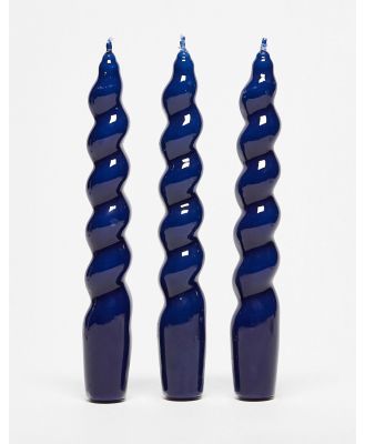 MAEGEN Navy Spiral Taper Candle 3 Pack-No colour