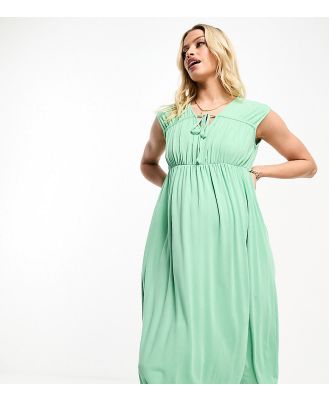 Mamalicious Maternity gathered bodice sleeveless maxi dress in green