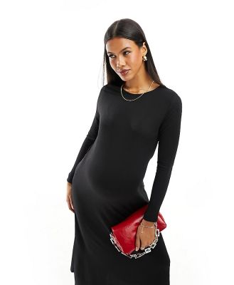 Mamalicious Maternity long sleeved maxi dress in black