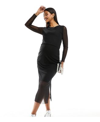 Mamalicious Maternity mesh long sleeved top in black (part of a set)