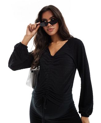 Mamalicious Maternity ruched jersey top in black (part of a set)