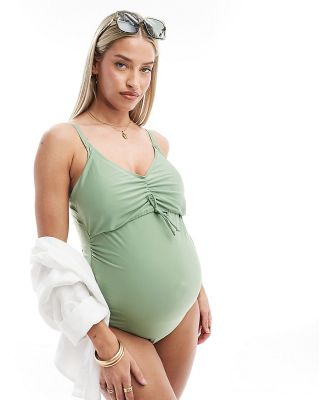 Mamalicious Maternity swimsuit in sage green