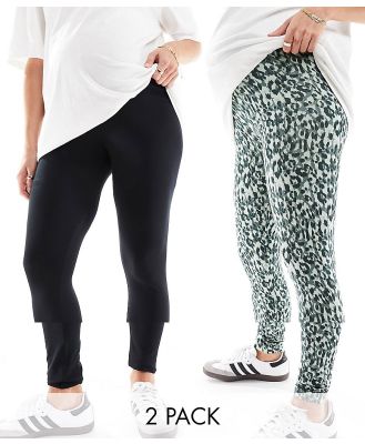 Mamalicious Maternity two pack jersey fashion leggings in multi