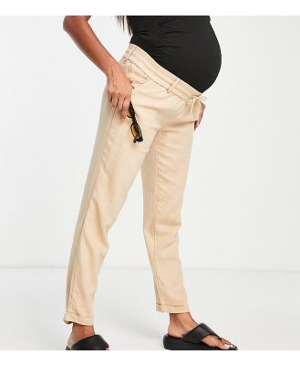 Mamalicious Maternity underbump beach pants in beige-Neutral