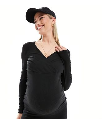 Mamalicious Maternity v neck 2 function nursing long sleeved top in black (part of a set)