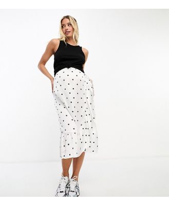 Mamalicious Maternity wrap front midi skirt in mono spot print-Multi