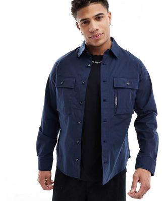 Marshall Artist double pocket long sleeve shirt in navy-Blue