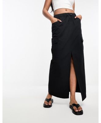 Miss Selfridge cargo pocket maxi skirt in black