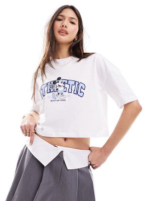 Miss Selfridge disney tee with athletic mickey mouse graphic-White