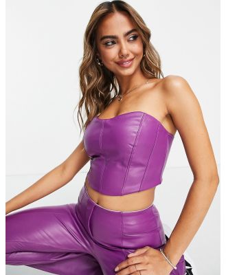 Miss Selfridge faux leather corset bandeau top in purple