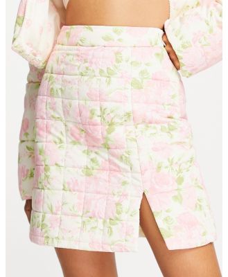 Miss Selfridge floral print puffer mini skirt-Multi
